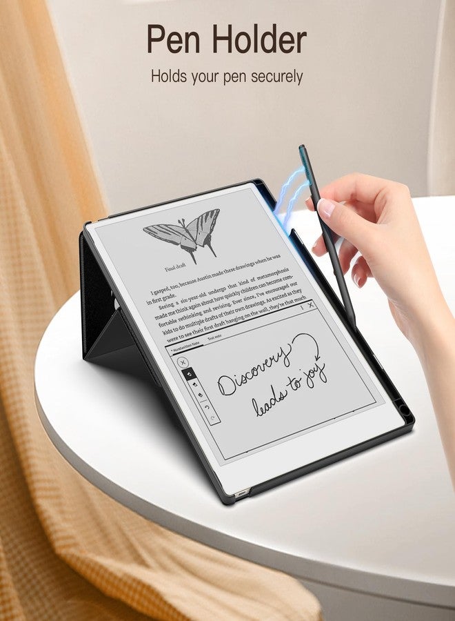 MoKo Stand Case for Remarkable Paper Pro 2024 11.8" - Premium Leather Trifold Stand Cover with Pen Holder, Auto Sleep/Wake for Remarkable Pro 11.8", Black Notebook - Image 3